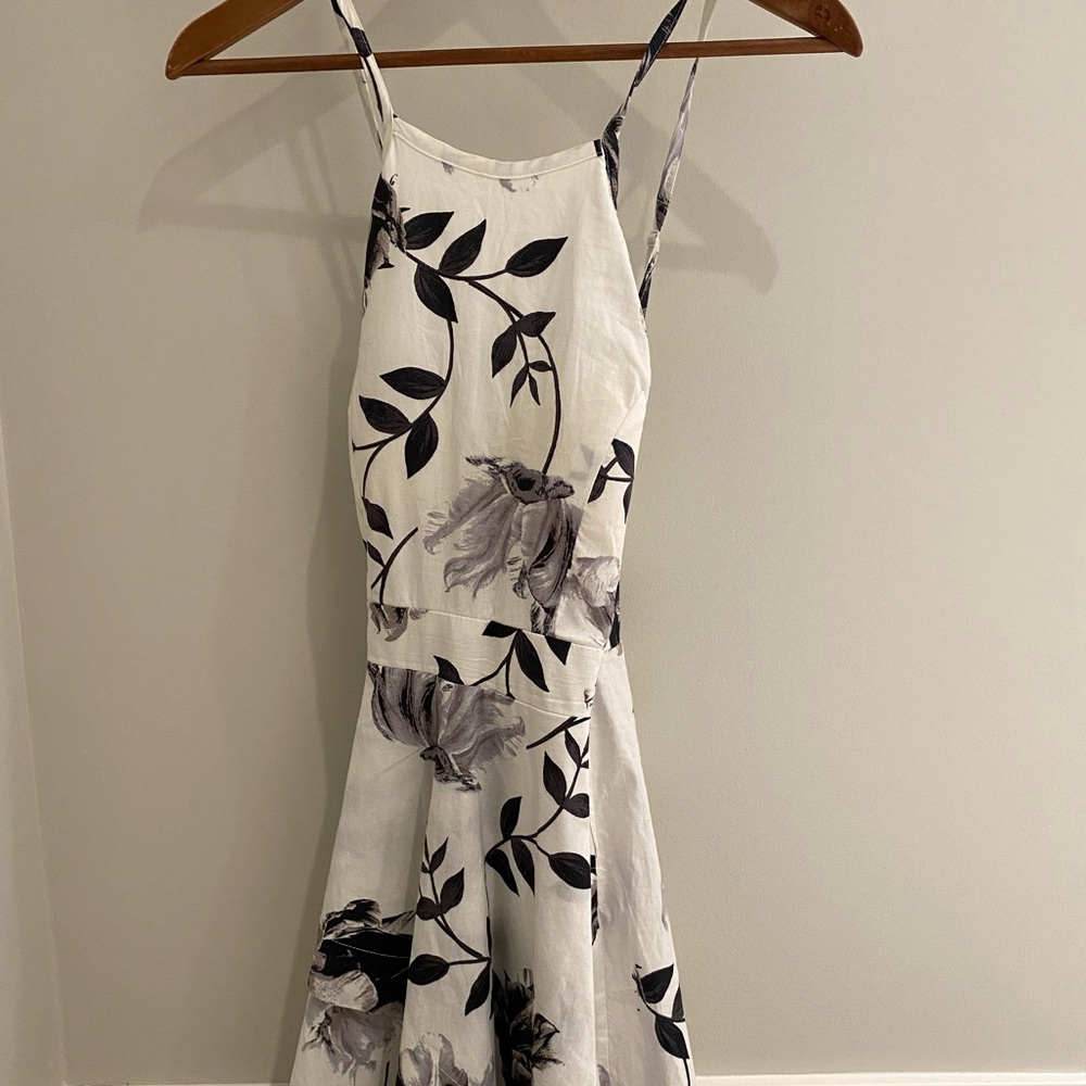 White and Black flower flare dress